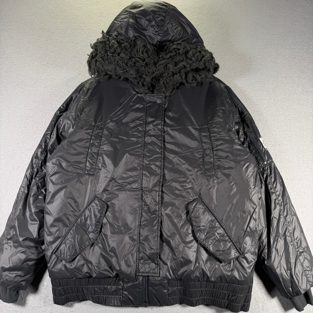 OFFLINE by Aerie Black Faux Fur Hooded Puffer Bomber Jacket Coat Medium